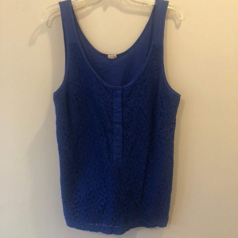 J Crew Blue Lace Front Tank Top